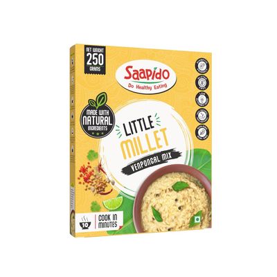 SAAPIDO Little Millet Pongal Mix | Ready to Cook Instant South Indian Breakfast | Healthy Instant Mix for Traditional Taste | (100% Natural, Low GI, Gluten Free & Diabetics Friendly Food) (0.55 lbs)