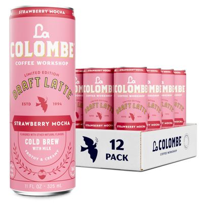 La Colombe Coffee, Strawberry Mocha Cold Brew Draft Latte, 11 fl oz Cans (Pack of 12)