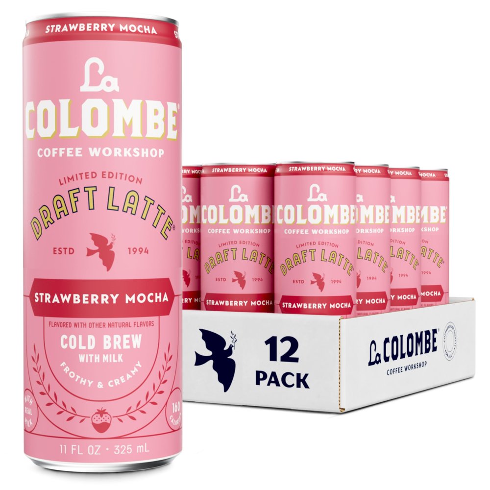 La Colombe Coffee, Strawberry Mocha Cold Brew Draft Latte, 11 fl oz Cans (Pack of 12)