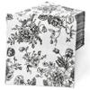 100 Black & White Floral Cocktail Beverage Napkins Disposable Paper Spring Flowers Dessert Napkin for Spring Flower Wedding Holiday Birthday Party Bridal & Baby Shower Tableware Party Supplies view 3