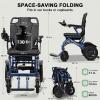 ByteTecpeak Lightweight Electric Wheelchair for Adults - Foldable Electric Wheelchairs for Seniors, 500W Motors Motorized Wheelchairs Support 330 lbs, All Terrain Travel Powered Wheel Chairs, Blue view 3