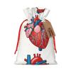KMNHBGF (Human Anatomy Heart Chart) Christmas Fabric Gift Bags With Drawstring, Presents Decorations, For Xmas Party Festival Gift Wrapping, Reusable Party Favor Goodie Bag view 1
