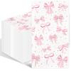100PCS Pink Bow Napkins Disposable Hand Towels for Bathroom 3 Ply Decorative Bow Paper Napkins Pink Coquette Party Guest Napkins for Birthday Bachelorette Bridal Wedding Party Supplies view 1