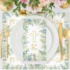 100PCS Greenery Religious Paper Napkins 3 Ply Blessed Cross Disposable Hand Towels for Bathroom Decorative Eucalyptus Guest Napkins for First Communion Holy Baptism Wedding Religious Spring Party view 4