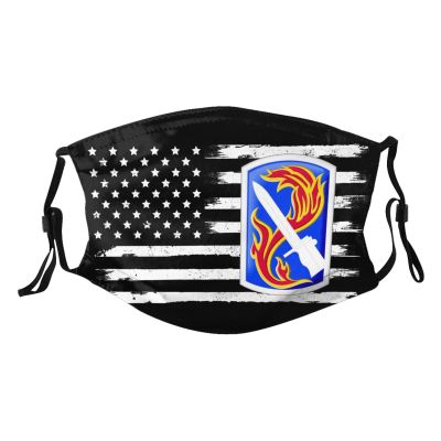 Rqwaaed US 198th Infantry Brigade USA American Flag Face Mask Washable Reusable Adults Breathable With 2 Filters