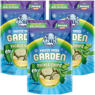 Arctic Farms Freeze Dried Kosher Dill Pickle Chips From Jersey Pickles (Firecracker - Mild Hot) (Large Bag) (Pack of 3)