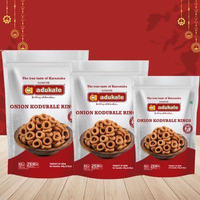 Adukale Onion Kodubale 180 Gms - Pack of 3 Crunchy & Tasty Snacks