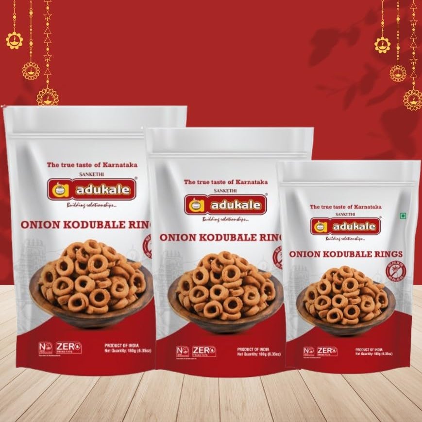 Adukale Onion Kodubale 180 Gms - Pack of 3 Crunchy & Tasty Snacks