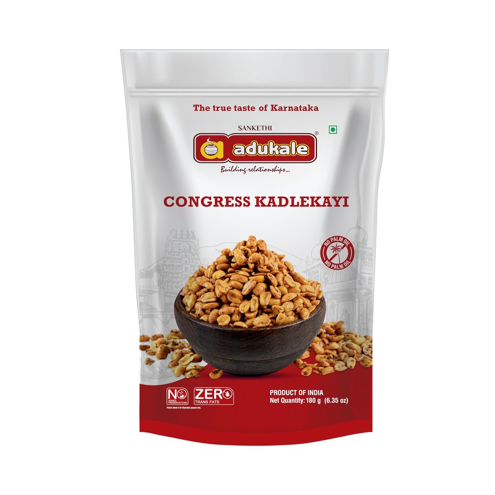 Adukale Congress Kadlekayi (Groundnuts)180 Gms - Pack of 3 Spicy & Tasty Snacks