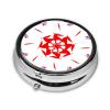 Spinning Flowers Portable Round Pill Box, can fit into Wallet Pocket Lightweight 3 Compartment Pill Box, Carry Pill Box with You view 2