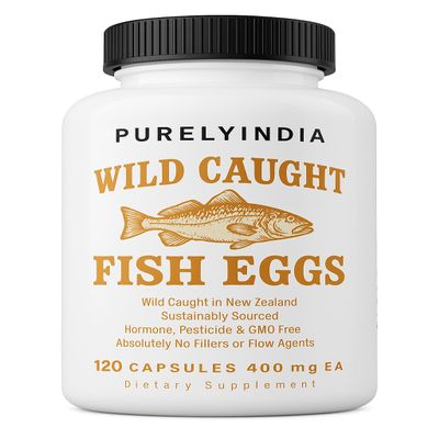 Purelyindia Wild-Caught Fish Eggs 2400mg | Omega-3 DHA, EPA & ETA Supplement | Freeze-Dried, MSC-Certified, Non-GMO | Supports Heart, Brain & Immune Health | 120 Capsules