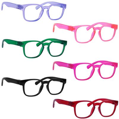 CessBlu 6 Pack Screwless Non-Metal Spring Hinges Reading Glasses Women Funky Readers +0.75