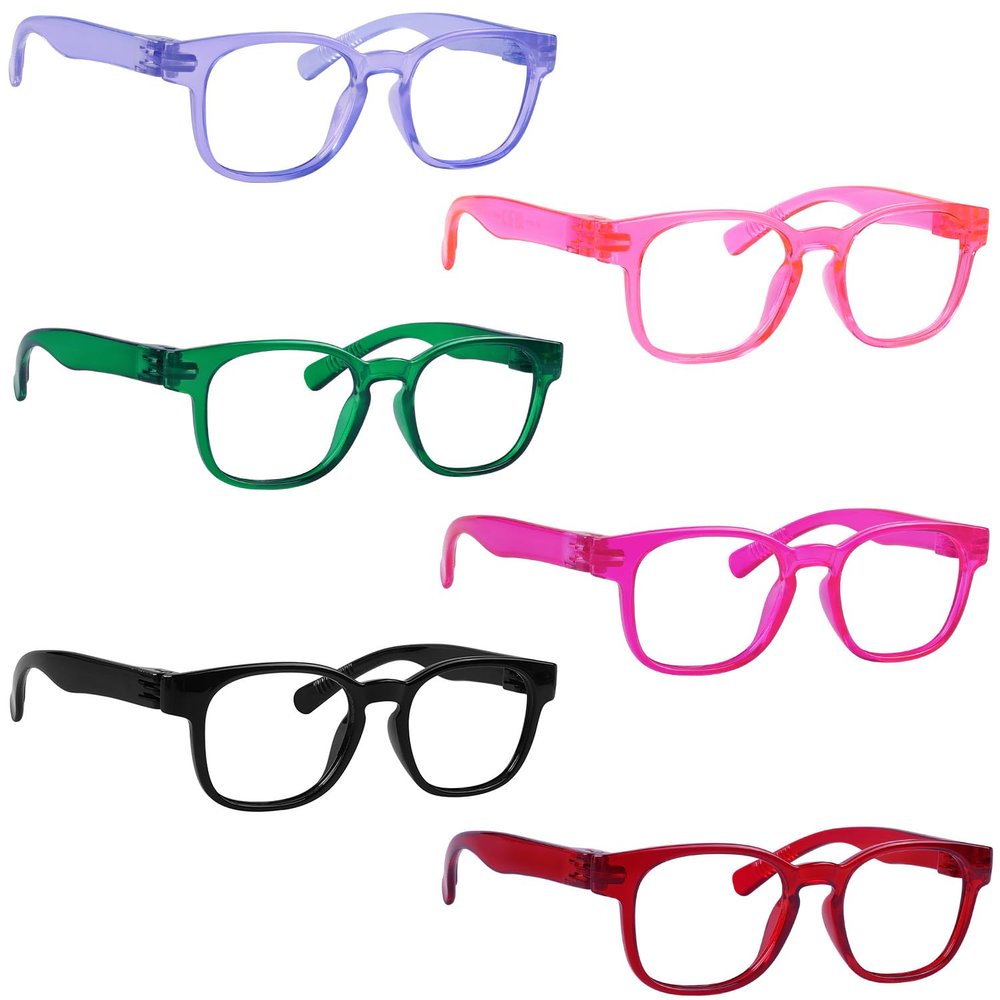 CessBlu 6 Pack Screwless Non-Metal Spring Hinges Reading Glasses Women Funky Readers +0.75