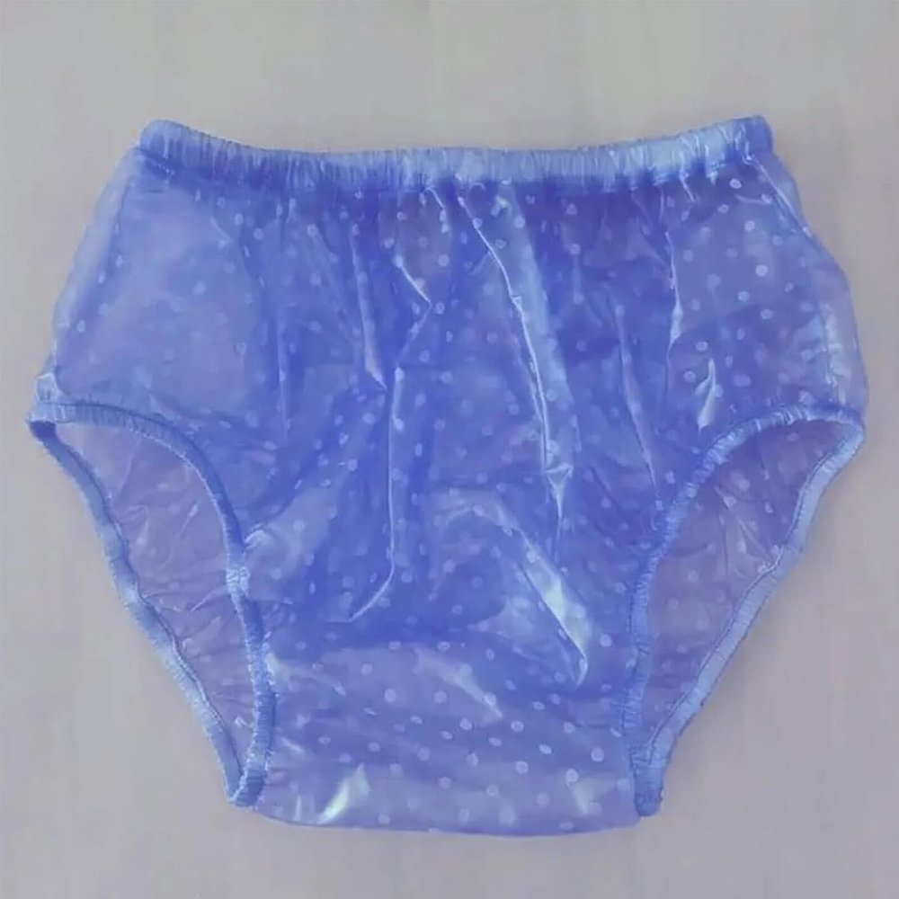 Plastic Pants for Adults with Incontinence,PVC Dot Adult Incontinence Pants,Plastic Diapers,Adult Cloth Diapers Covers,Incontinence Pants Diapers Transparent Unisex (Blue, Small)