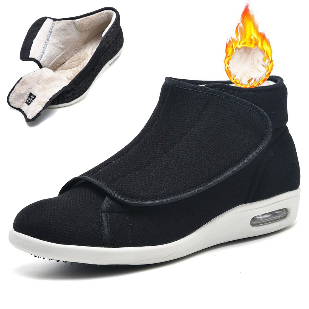 Diabetic Shoes for Men's, Women's Adjustable Easy-On Non Slip Winter Slippers, Unisex Arthritis Edema Swollen House Boots Indoor Outdoor 8