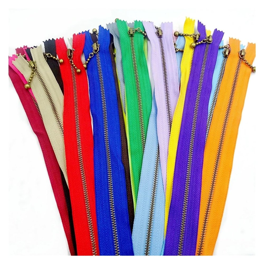 10pcs 8-20inch Round Bead Modeling Copper Zipper Metal Zipper for Sewing DIY Handbag Bag Craft Color(Mix,30CM)
