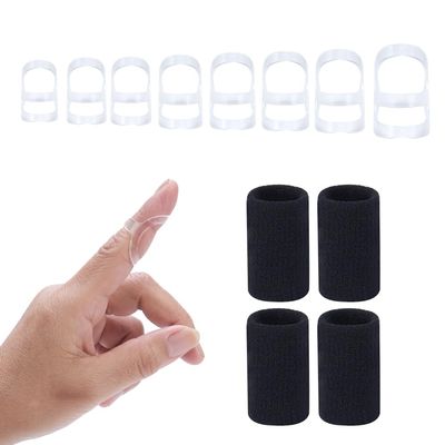 12 pcs Finger Splint Kits Including 8 Oval Finger Splints Clear Type and 4 Finger Sleeves for Arthritis/Trigger Finger/Mallet Fingers, Trigger Finger splints For Thumb/Index/Middle/Pinky /Ring(2,3,4,5,6,7,8,9)
