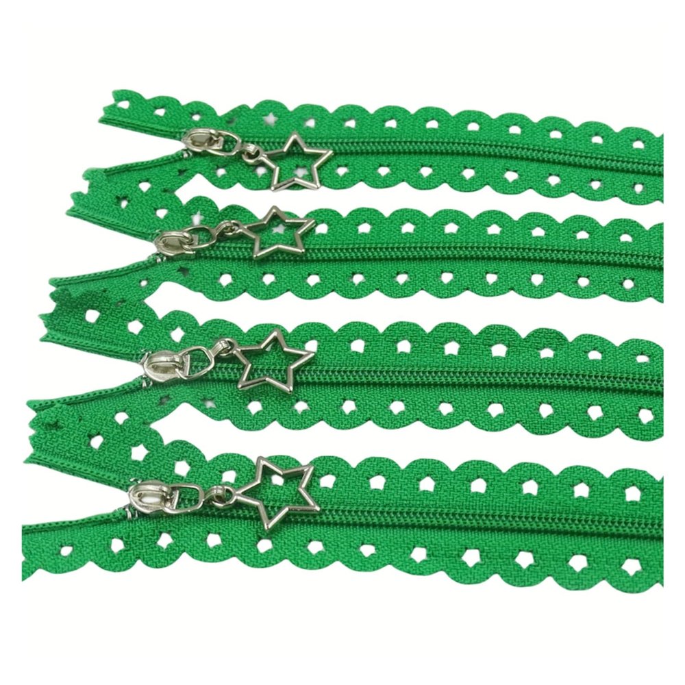 10Pcs 3# Star Lace (12 / 16Inch) 30 / 40CM Nylon Zipper Sewing Tailoring Accessories(Grass Green,12 inch)