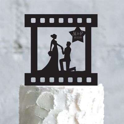 Movie Lovers Proposal Movie Theme Cake Topper Star,movie Fan Engagement Personalized Topper,movie Themed Wedding Couple Cake Topper for Wedding,Engagement,Birthday,Anniversary,Shower Party Favors.