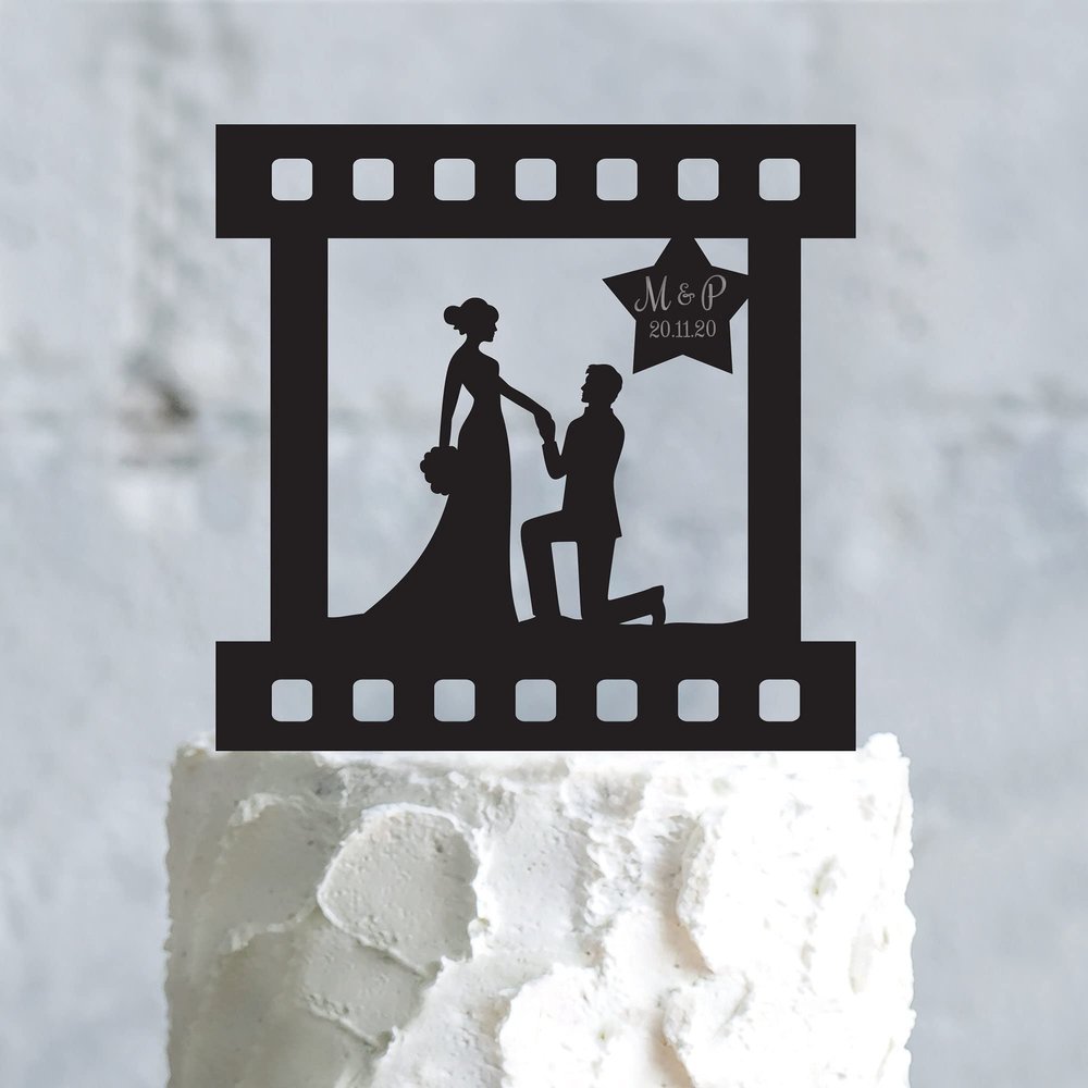 Movie Lovers Proposal Movie Theme Cake Topper Star,movie Fan Engagement Personalized Topper,movie Themed Wedding Couple Cake Topper for Wedding,Engagement,Birthday,Anniversary,Shower Party Favors.