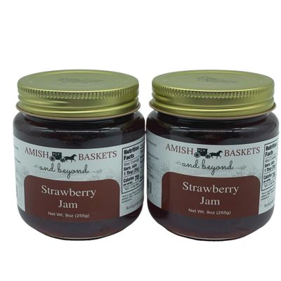 Amish Strawberry Jam Non GMO Vegan All Natural - 9 oz - 2 Jars
