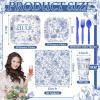 350 Pcs Something Blue Before I Do Paper Plates and Napkins Set 9 Inch 7 Inch Disposable Durable Dinnerware Wedding Bridal Shower Party Supplies Tableware Serve 50 Guest Cups Knife Forks Spoon view 3