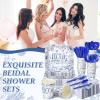 350 Pcs Something Blue Before I Do Paper Plates and Napkins Set 9 Inch 7 Inch Disposable Durable Dinnerware Wedding Bridal Shower Party Supplies Tableware Serve 50 Guest Cups Knife Forks Spoon view 4