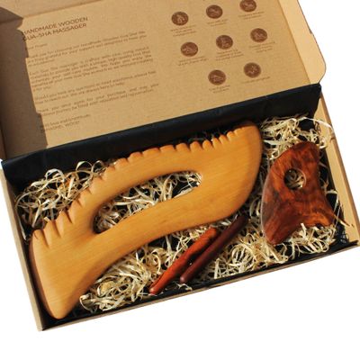ZAMASMEL Wooden Gua Sha Set with Custom Engraving Natural Wood Face & Body Massagers. Personalized Skincare Spa Gift Box for Her Eco-Friendly Lymphatic Drainage & Engraved Wood Gua Sha Tools