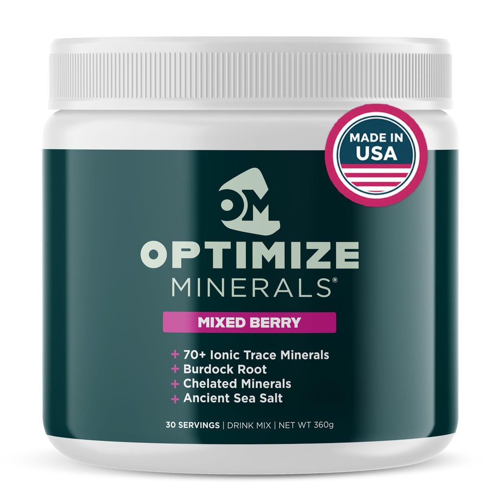 Optimize Minerals Multi Mineral - New Look Same Daily Formula Magnesium, Electrolytes & Trace Mineral Supplement Powder - Gluten Free Vitamins Drink - Mixed Berry, 30 Servings