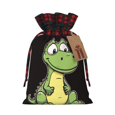 GFLFMXZW Christmas Gift Bags With Drawstring Burlap Gift Bags Quiet cartoon crocodile Drawstring Bag Reusable Xmas Wrapping Bag for Party Burlap Bags for Wedding Storage Home Supplies