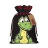 GFLFMXZW Christmas Gift Bags With Drawstring Burlap Gift Bags Quiet cartoon crocodile Drawstring Bag Reusable Xmas Wrapping Bag for Party Burlap Bags for Wedding Storage Home Supplies view 1
