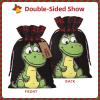 GFLFMXZW Christmas Gift Bags With Drawstring Burlap Gift Bags Quiet cartoon crocodile Drawstring Bag Reusable Xmas Wrapping Bag for Party Burlap Bags for Wedding Storage Home Supplies view 3