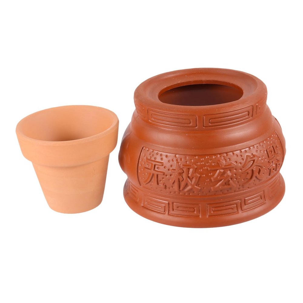 GOOHOCHY 1pc Red Porcelain Moxibustion Pot and Ergonomic Burning Tool for Relaxation Home Use and Moxibustion Therapy for Adults