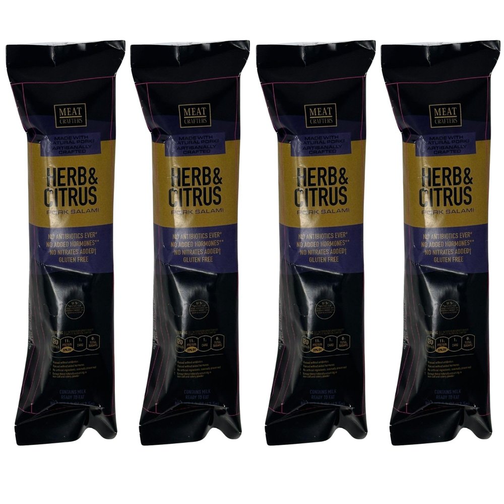 MeatCrafters Herb & Citrus Salami, Lemon-Zest Dry-Cured Hard Salami, Seasoned All-Natural Duroc Pork for Charcuterie Boards, Cheese Boards and Gourmet Snacking, 5 oz, Pack of 4