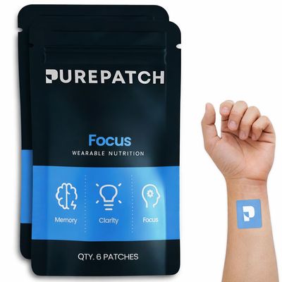 Pure Patch Focus Patch Plant-Based Vegan Topical Patch Alpha GPC Lions Mane L-Tyrosine Non-Ingestible Water-Resistant Gentle on Skin Gluten Free Made in USA 12 Patches
