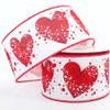 10 Yards Valentine's Day Heart Ribbon, Heart Wired Ribbon, Valentine's Day Heart Ribbon, Ribbon for Wreaths, 2.5" Wired Ribbon view 1