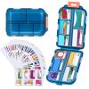 1 Pack 10 GRIDS Travel Pill Organizer Box with 189 Labels - Travel Medicine Case Kit - Pocket Daily Pharmacy Container - Travel Medication Holder Dispenser for Fish Oil Vitamin Supplement Storage view 1