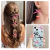100 Pcs Bow Decor Mini Christmas Tree Bow Ornament Pink Black Ribbon Bowknot for Wreath Garland Gift Wrapping Wedding Decorations DIY Crafts Supplies view 3