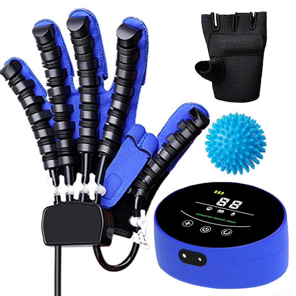 GAOXIAO Rehabilitation Gloves for Stroke Patients, Hand Exerciser Aids Robotic Glove, Hemiplegia Stroke Arthritis Hand Finger Rehabilitation Trainer, Cerebral Palsy Finger Orthosis B Right XL