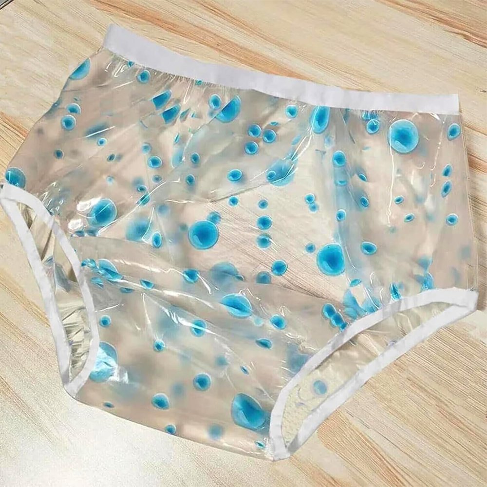 Adult Incontinence Pants, High Waist Transparent Plastic Diapers, PVC Plastic Underwear, Loose Briefs, Waterproof and Reusable, Leakproof, Unisex, Soft and Noiseless