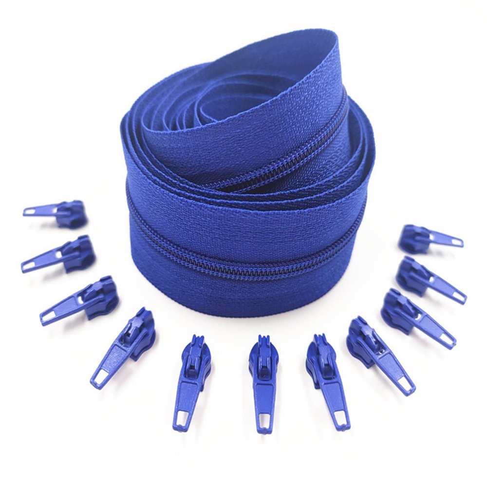 1/2/3/5/10 Meters 3# Long Nylon Zippers Rolls with 2/4/6/10/20 Pieces Zipper Slider for Tailor Sewing Accessories(Dark Blue,2 Meter 4 Slider)