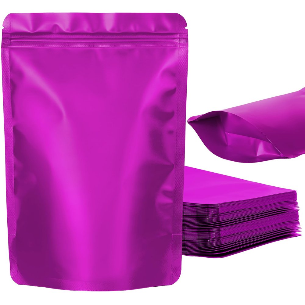 100 Pack Resealable Stand Up Bags,Smell Proof Pouch Sealable Foil Pouch Bags for Packaging (Rose, 7.9" x 11.8")