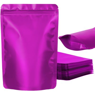 100 Pack Resealable Stand Up Bags,Smell Proof Pouch Sealable Foil Pouch Bags for Packaging (Rose, 7.1" x 10.2")