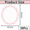 HEIPINIUYE 50 Pieces Light Pink Gingham Oval Paper Plates 10 X 12 Inch Pink and White Plates Disposable Dinner Plates for Picnic Wedding Baby Shower Birthday Party Dessert Plates view 2