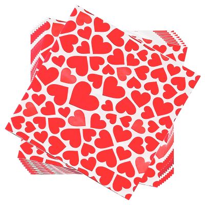 Jagrove Paper Napkins 100 Pack 2 Ply Heart Printed Beverage Luncheon Dinner Disposable Napkins for Wedding Anniversary Celebrations, 6.5X6.5 Inches Folded
