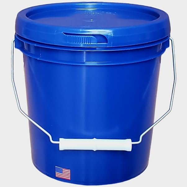 1 Gallon Bucket Pail with Lid & Metal Handle Polyethylene Plastic 65Mil (HDPE) Food Safe BPA Free Multi Purpose Container TearTab Top Premium Quality FDA Compliant (Blue)