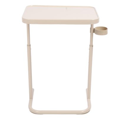 TOPINCN Height Overbed Table, Large Magnetic Tabletop, Versatile Foldable TV Tray, Sloped Neck Guard, Beige TV Dinner Table for Bedroom, Dorm, RV Living Room
