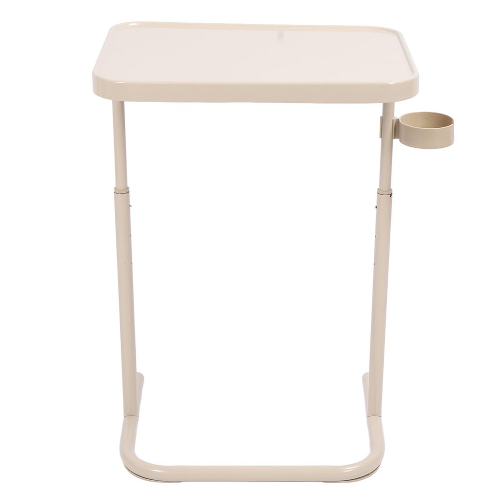 TOPINCN Height Overbed Table, Large Magnetic Tabletop, Versatile Foldable TV Tray, Sloped Neck Guard, Beige TV Dinner Table for Bedroom, Dorm, RV Living Room