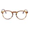 JOVAKIT Round Blue Light Glasses for Women Men Fashion Retro 90s Small Frame Computer Eyeglasses Anti Eyestrain (Striped Tea) view 2