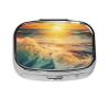 Pill Case Pill Box Sunrise with Ocean Sea Waves Pill Organizer 2 Compartment Small Pill Case for Purse or Pocket Travel Pillbox Portable Pill Container Holder Vitamin Organizer view 3